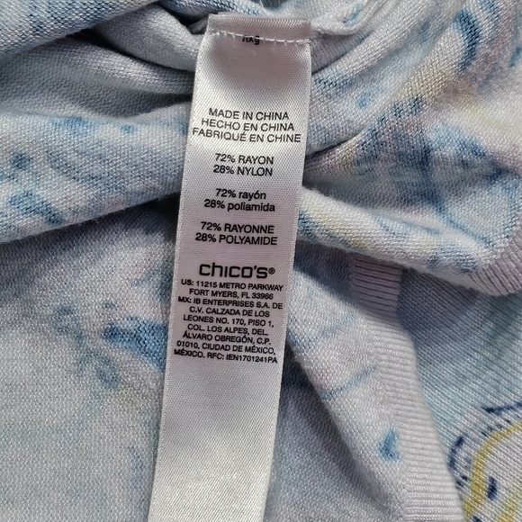 Chico's Paisley Blue Yellow Square Neck Top 72% Rayon 28% Nylon Sz 0 or S - Picture 7 of 7